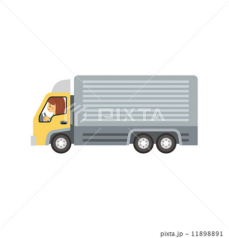 トラック 女性ドライバー トラック運転手のイラスト素材 1181