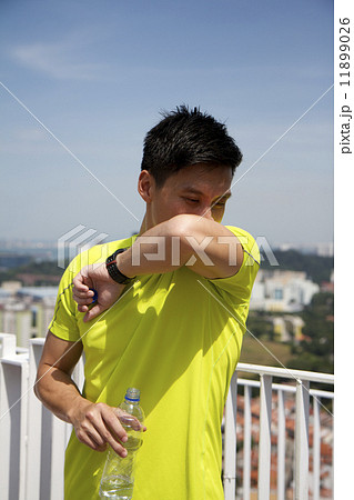 Asian man suffering from heat stroke 11899026