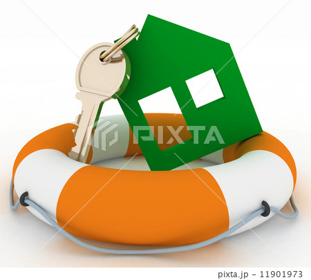 3d model ecological house symbol with key in Life Buoy 11901973