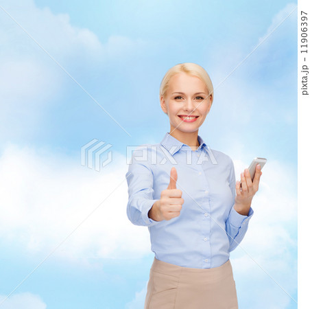 young smiling businesswoman with smartphone young smiling businesswoman with smartphone 11906397