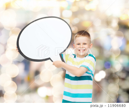 smiling little boy with blank text bubble 11906680