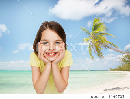 smiling little girl over white background smiling little girl over white background 11907054