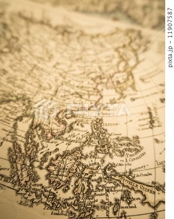 古い世界地図 東南アジアの写真素材