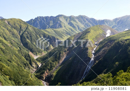 ソーメン滝と立山連峰 ソーメン滝と立山連峰 11908081