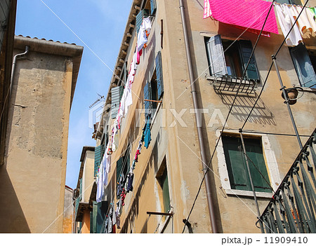 Underwear on clothesline to dry outside the Italian house 11909410