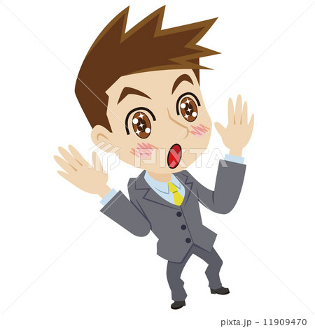 感激する二頭身ビジネスマン 11909470