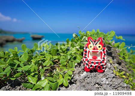 沖縄の海・シーサーと海 11909498