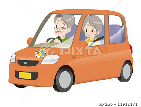 高齢運転者標識 車 老夫婦 高齢運転者標識 車 老夫婦 11912171