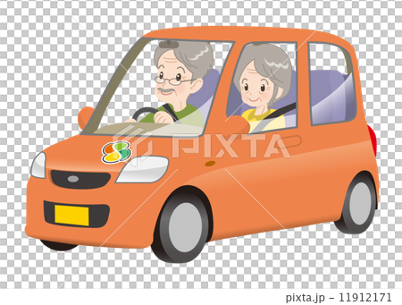 高齢運転者標識 車 老夫婦 高齢運転者標識 車 老夫婦 11912171
