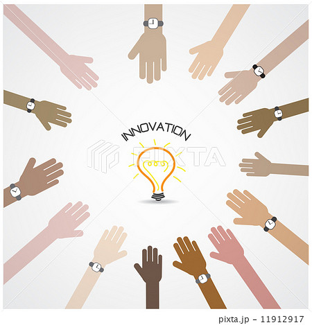 businessman hand symbol with doodle light bulb sign businessman hand symbol with doodle light bulb sign 11912917