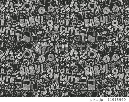 seamless doodle baby pattern 11913940