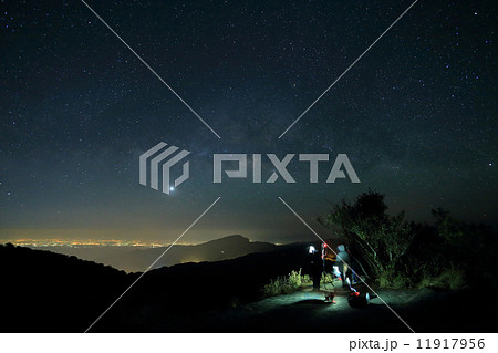 Landscape of Milky Way beautiful sky on Doi Inthanon mountain, C 11917956