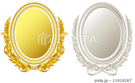 金銀の楕円形フレームのイラスト素材