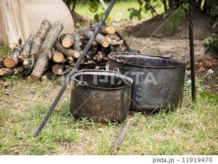 Old pots for cooking on camping Old pots for cooking on camping 11919470