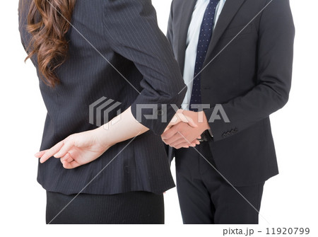 shake hands and put finger cross 11920799