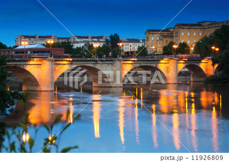 bridge over Ebro  in evening. Logrono 11926809