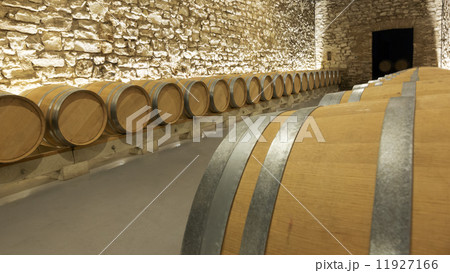 many wooden barrels 11927166