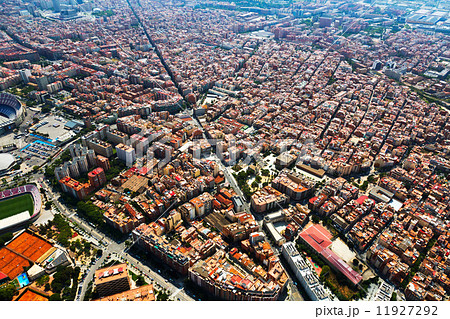 residential district from helicopter. Barcelona 11927292