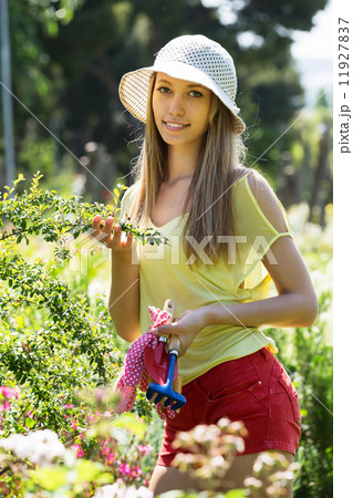 Female florist working in garden Female florist working in garden 11927837