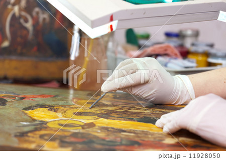 accurate cleaning old Christian icon 11928050