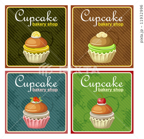 Set of four vintage posters cupcake. 11932996