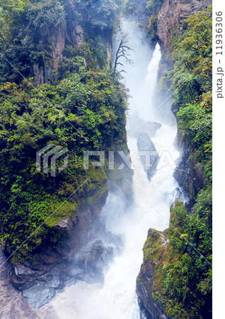 Pailon del Diablo - Mountain river and waterfall in the Andes. B Pailon del Diablo - Mountain river and waterfall in the Andes. B 11936306