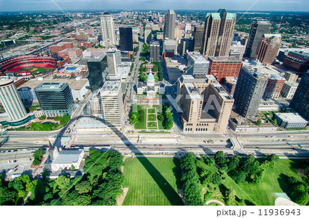 aerial of The Old Court House surrounded by downtown St. Louis 11936943