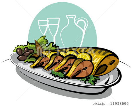 smoked fish mackerel with lemons and olives  11938696