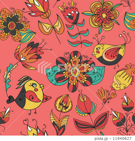 flowers and birds seamless texture pattern 11940627