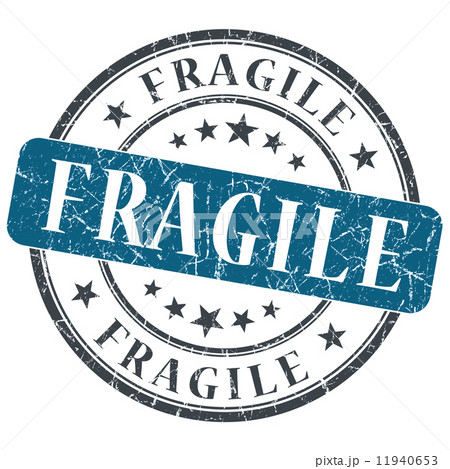 Fragile blue round grungy stamp isolated on white background 11940653