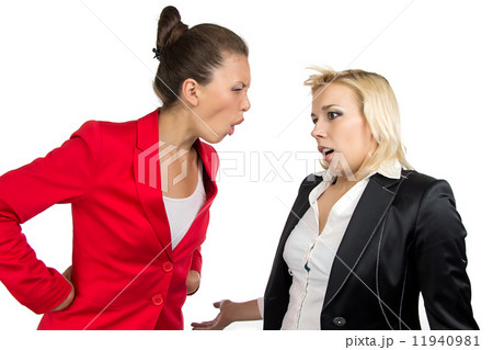 Boss woman yelling at an employee Boss woman yelling at an employee 11940981