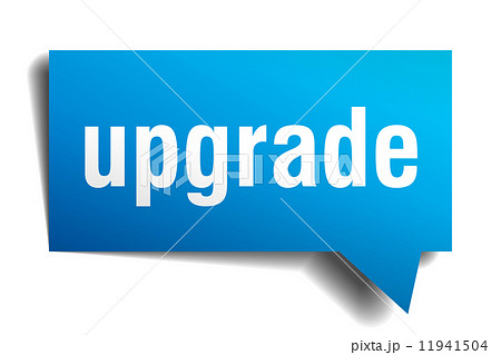 Upgrade blue 3d realistic paper speech bubble isolated on white 11941504