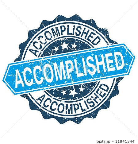 Accomplished grungy stamp isolated on white background 11941544