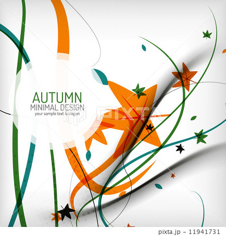 Autumn swirl lines and leaves on white 11941731