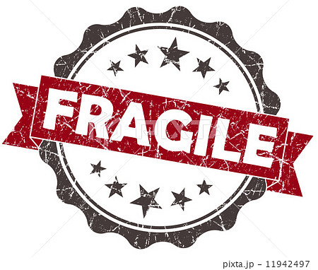 Fragile red grunge vintage seal isolated on white 11942497