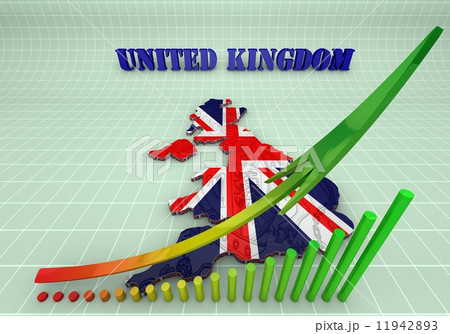 Illustration of United Kingdom map with as Flag 11942893