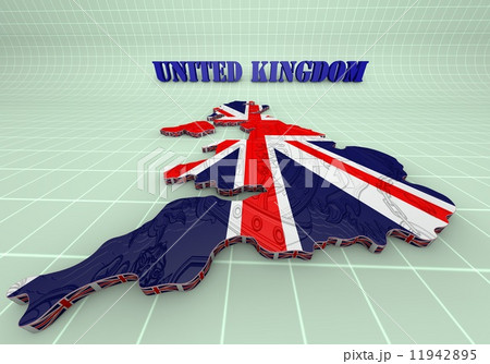 Illustration of United Kingdom map with as Flag 11942895