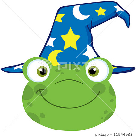 Cute Frog Smiling Head With Wizard Hat 11944933