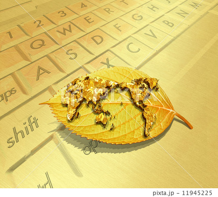 黄金の葉っぱの上の世界地図 黄金の葉っぱの上の世界地図 11945225