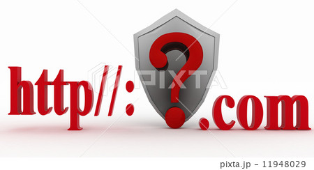 Shield and Guestion mark between http and dot com. Conception of protecting from unknown web- pages 11948029