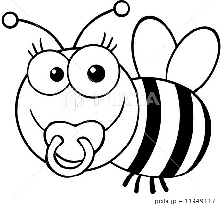 Outlined Baby Bee Cartoon Character 11949117