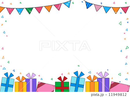 誕生日フレーム ガーランドとプレゼントのイラスト素材 11949812 Pixta