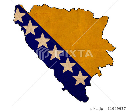 Bosnia and Herzegovina map on  flag drawing ,grunge and retro fl 11949937