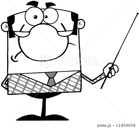 Outlined Angry Business Manager With Pointer Outlined Angry Business Manager With Pointer 11950056