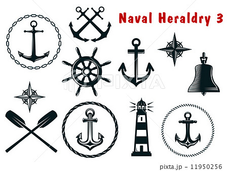 Naval heraldry icons set 11950256