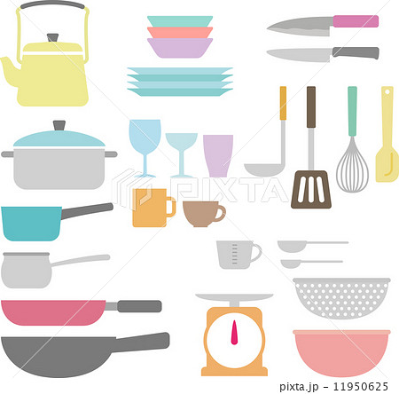 調理器具と食器のイラスト素材