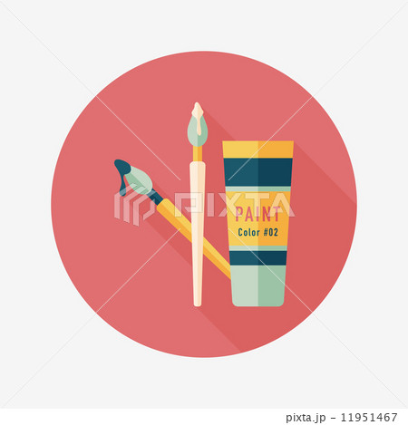 brush and color tube flat icon with long shadow,eps10 11951467