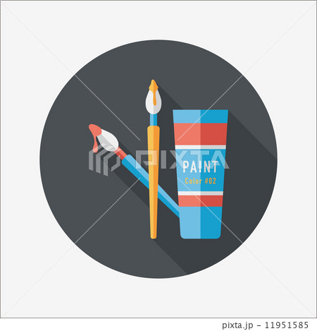 brush and color tube flat icon with long shadow,eps10 11951585