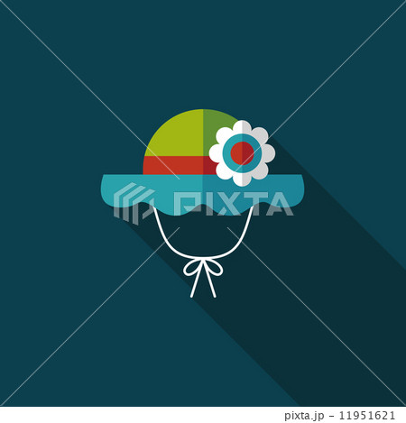 Women hat flat icon with long shadow 11951621