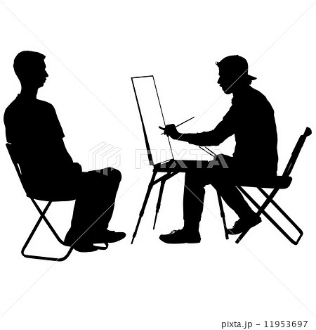 Silhouette, artist at work on a white background, vector illustr 11953697